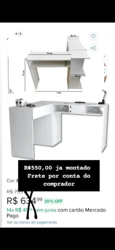 Mesa de manicure em L