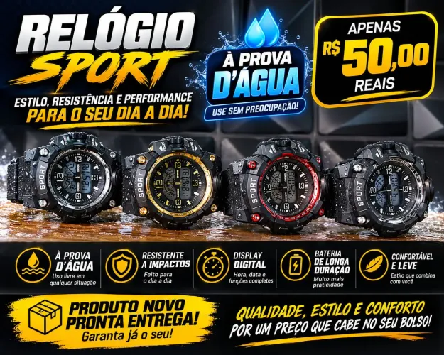 Relógio Tático A prova d Água 