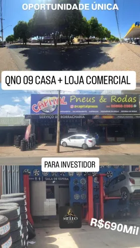 CASA + LOJA COMERCIAL QNO 09 SETOR DE OFICINA DO SETOR "O"