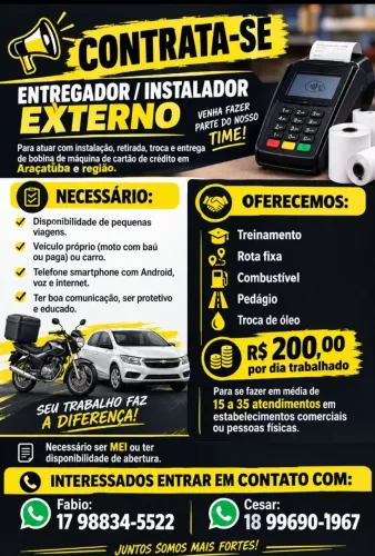 Contrata-se Instalador/a externo. 
