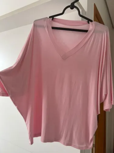 Blusa cor de rosa, manga morcego