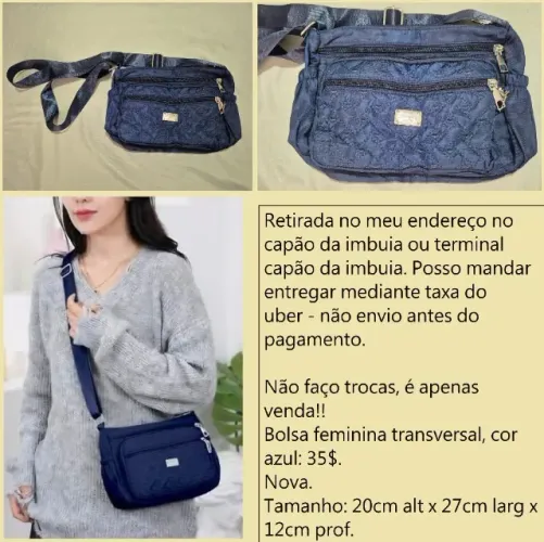 Bolsa transversal azul nova