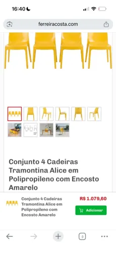 Conjunto Cadeira Tramontina Amarela