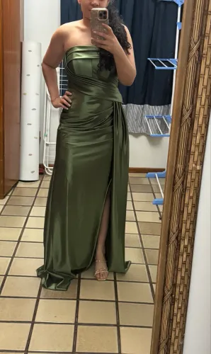 Vestido festa verde oliva