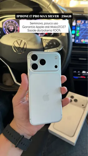 iPhone 17 Pro Max Silver 256GB, Seminovo (pouco uso) Garantia Apple até Maio/2027