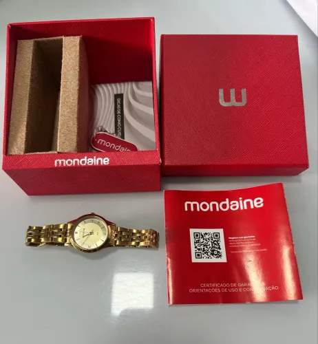 Relógio Mondaine Feminino Original Dourado + Caixa e Certificado