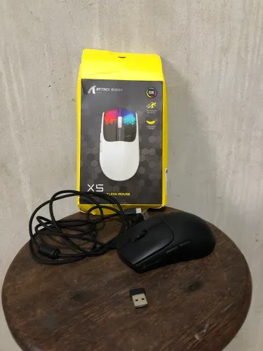 Mouse attack shark x5 sem fio com adaptador bluetooth com fio pra carregar rgb wireless 
