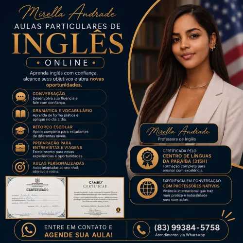 Aulas de Inglês com Mirella Andrade.