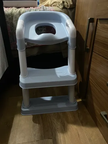 Assento Sanitário Infantil com Escadinha - Azul e Branco