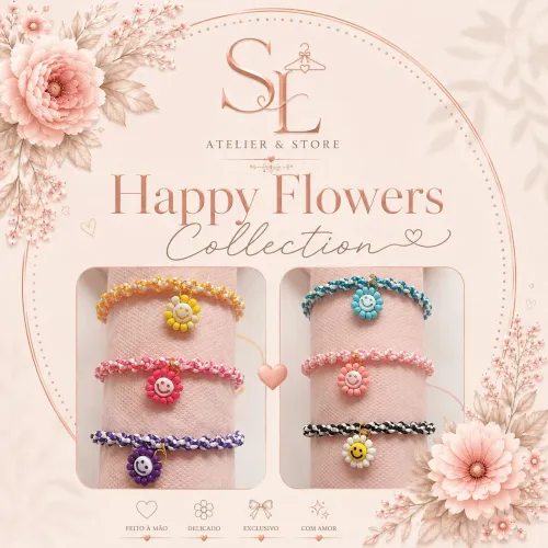 Pulseira de Macramê em Ponto DNA - Happy Flowers Collection | SL Atelier & Store