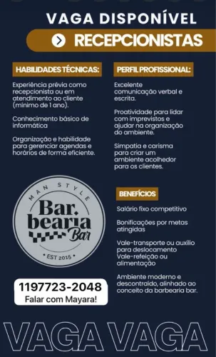 Vaga recepcionista 