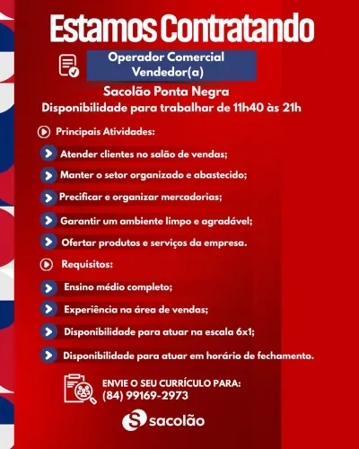 Operador(a) Comercial - Ponta Negra