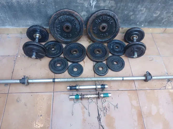 Kit Anilhas+Barra+Halteres