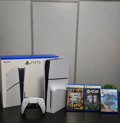 Ps5 slim 1tb leitor de cd 1 controle 3 jogos em CD