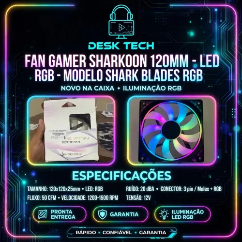 FAN GAMER SHARKOON 120MM - LED RGB 3 unidades