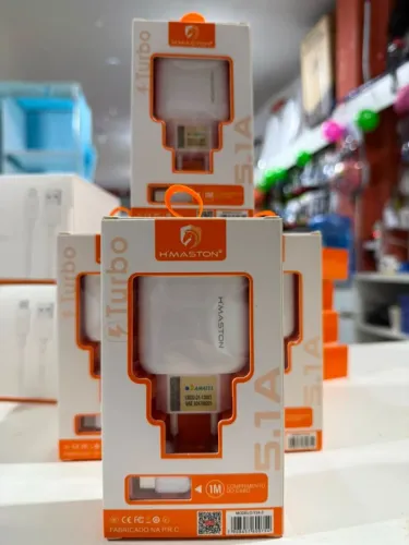 Carregador Turbo H'Maston 5.1A + Cabo USB 1 Metro | Carga Rápida