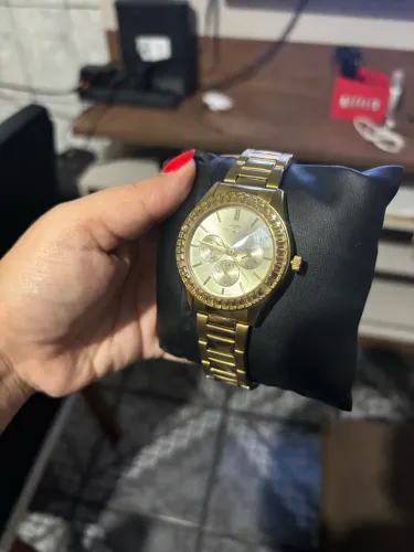 Relógio feminino technos dourado a prova d?água 