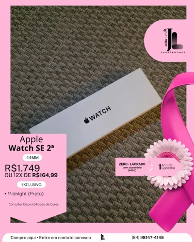 APPLE WATCH SE 2ª, 44MM, LACRADO, EXCLUSIVO!