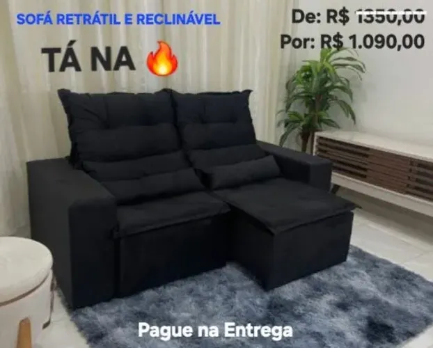 Baixou!Sofá Retrátil e Reclinável 1.90MT por R$ 1.090,00!
