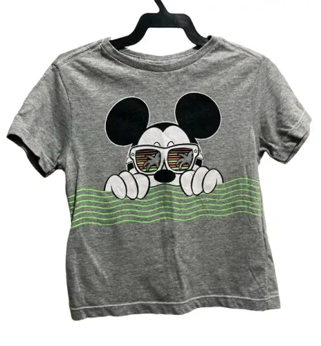 Camiseta Infantil Cinza Mickey Mouse, Tamanho 2