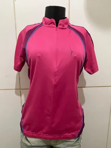 Camisa De Ciclismo Crivit Importada Rosa Com Silicone E Bolso Tam M