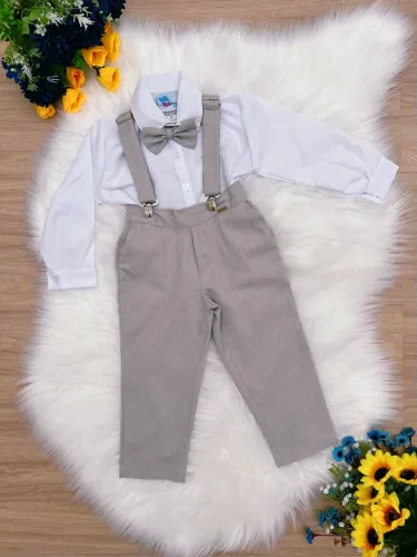 Conjunto social infantil cinza claro