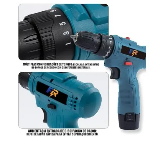 Furadeira Parafusadeira FR Bateria 12v 2.0Ah