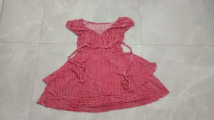 VESTIDO QUADRICULADO VERMELHO G