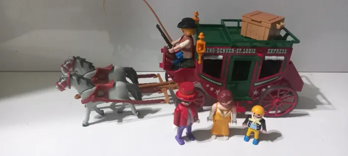 Playmobil Geabra Western família com diligência carruagem (velho oeste faoreste)