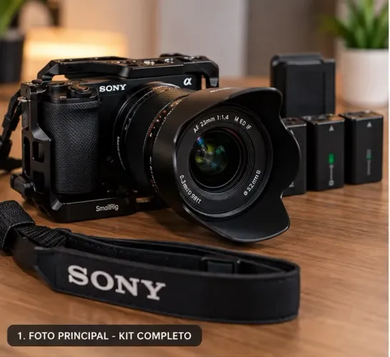 Sony ZV-E10 + Viltrox 23mm F1.4 + Cage + 4 Baterias | Impecável