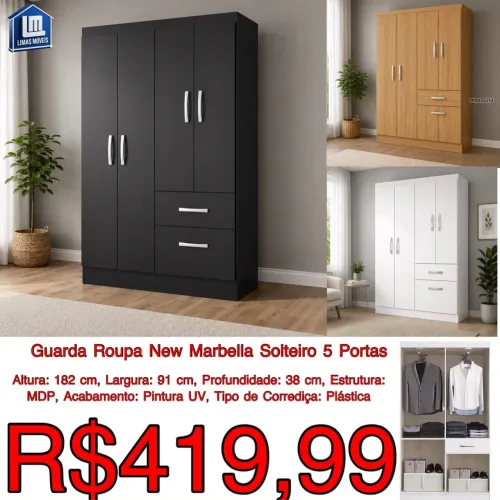 Guarda Roupa New Marbella 5 Portas