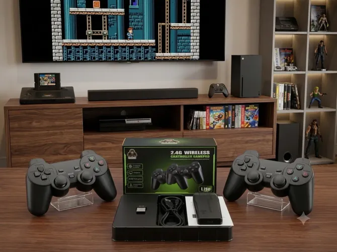 Game Stick Retro 2 Controles Sem Fio 2.4G - Jogos Clássicos Plug & Play