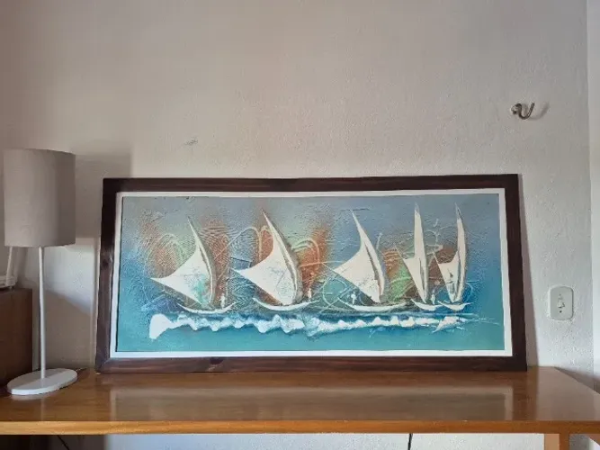 Quadro pintura a óleo com moldura 