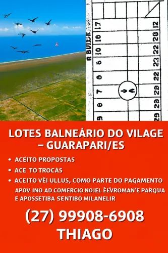 2 lotes a preço de 1,  EXCELENTE OPORTUNIDADE EM BALNEÁRIO PONTA DA FRUTA - VILA VELHA/ES 