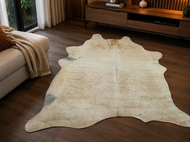 Tapete bege de couro bovino - 170x180cm