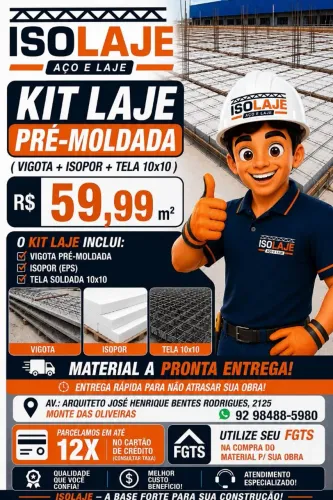 Kit Laje 10x10 ( Vigota + Isopor + Tela Malha 10x10 )