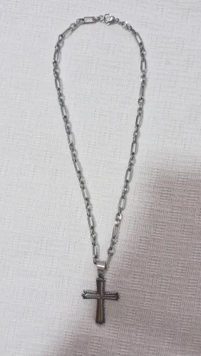 CORDÃO E CRUCIFIXO AÇO INOXIDÁVEL