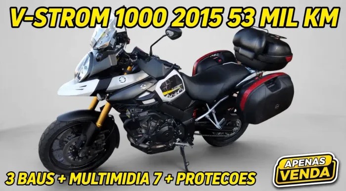 SUZUKI V-STROM DL 1000 2015 - 53 MIL KM - MANUAL + CHAVE RESERVA - 3 BAÚS + MULTIMÍDIA