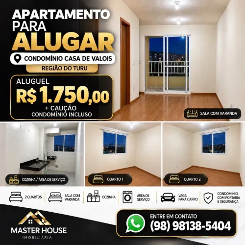 Apartamento 2 Quartos com Varanda para Alugar | Casa de Valois - Turu