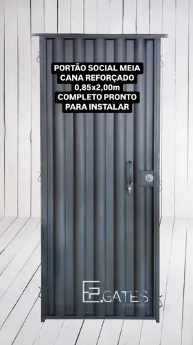 Portão Social Meia Cana 2,00 x 0,85m - Aço Chapa 22