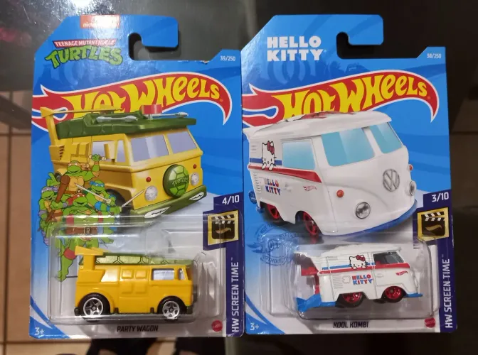 Kombi hello kity ou tartarugas ninja hot wheels