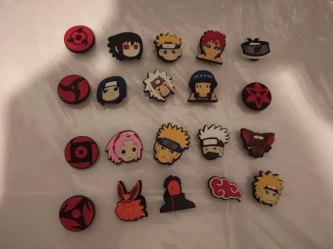 5 peças de botons para sapato Crocs em PVC. Personagem Naruto