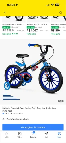 Bicicleta Infantil Nathor Tech Boys Aro 16 - Usada
