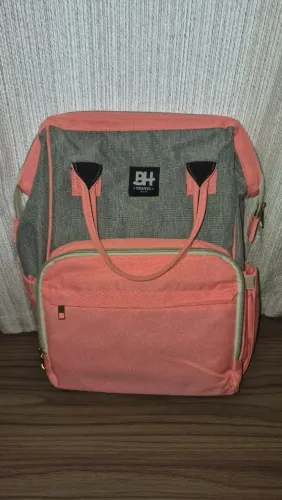 Mochila Maternidade BH Travel Impermeável Térmica Rosa e Cinza