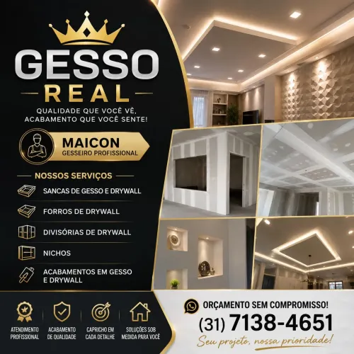 Gesso Real | Projetos em Gesso, Sancas, Drywall e Nichos