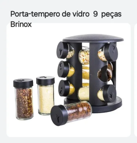 PORTA-TEMPERO DE VIDRO 9 PEÇAS BRINOX