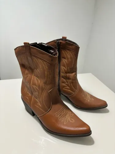 Bota Texana Country Feminina Marrom Bordada - Tam. 36