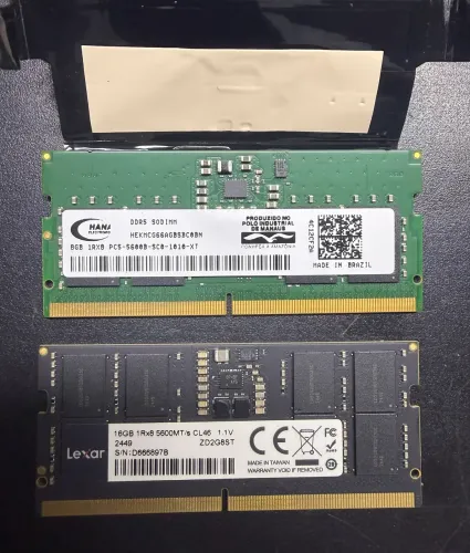 Memória DDR5 Notebook 16GB 5600MHz Lexar + 8GB 5600MHz Hana | Originais
