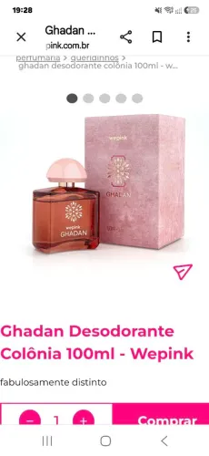 Colonia Gadhan wepink 100 ml apenas uma borrifada esta novo . Contato *