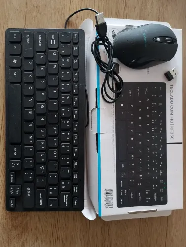 Teclado com fio KF350 + mouse sem fio
